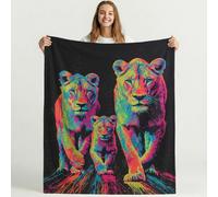 Pop Art Style Throw 52in × 59in (130cm × 150cm) Clouds Soft Cozy Flannel Blanket Multicolor Mysterious Animal Leopard Washable Fuzzy Throw Blanket for Home Office Room Bed Sofa Chair