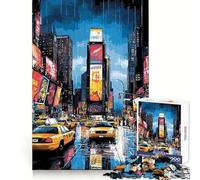 Pop Art Times Square with Yellow Taxis 1000 Pieces Jigsaws Adults Puzzles Gifts Logic Ability Toy Slow Enjoy Accurate Cut Stylish Gift (38x52cm)
