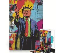 Pop Art Trump As Statue of Liberty 1000 Piece Jigsaw Puzzles for Adults Mind Skill Toy Casual Relax Design Assembly Art Collection Piece (50x75cm)
