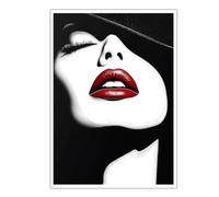 Pop Art Wall Decor Poster Bold Lip Close-up Canvas Wall Print Modern Black and White Wall Art for Vanity Bedroom or Fashion Studio Frameless 40x60cm