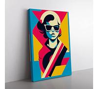 Pop Art Woman Canvas Wall Art Print Ready to Hang, Framed Picture for Living Room Bedroom Home Office Décor, 50x35 cm (20x14 Inch)