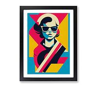 Pop Art Woman Framed Print for Living Room Bedroom Home Office Décor, Wall Art Picture Ready to Hang, Black A4 Frame (34 x 25 cm)