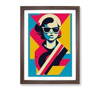 Pop Art Woman Framed Print for Living Room Bedroom Home Office Décor, Wall Art Picture Ready to Hang, Walnut A3 Frame (34 x 46 cm)