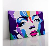 Pop Art Woman Vol.1 Abstract Canvas Wall Art Print Ready to Hang, Framed Picture for Living Room Bedroom Home Office Décor, 60x40 cm (24x16 Inch)