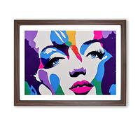 Pop Art Woman Vol.1 Abstract Framed Print | A3 Walnut Framed Wall Art | Ready to Hang | Pop Art Fantasy Picture | Living Room Bedroom Lounge Office