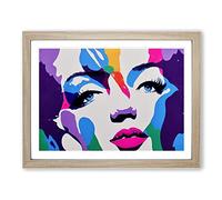 Pop Art Woman Vol.1 Abstract H1022 Framed Print for Living Room Bedroom Home Office Décor, Wall Art Picture Ready to Hang, Oak A2 Frame (64 x 46 cm)