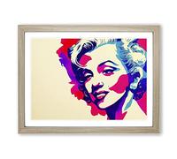 Pop Art Woman Vol.3 Abstract H1022 Framed Print for Living Room Bedroom Home Office Décor, Wall Art Picture Ready to Hang, Oak A2 Frame (64 x 46 cm)