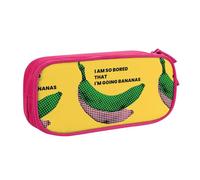 Pop Bananaextra-Large Dual-Layer Student Pencil Case â€“ Durable Oxford Fabric Pen Pouch With Full-Print Design, 2 Zippered Compartments, 5 Pen Slots & 3 Interior Pockets For School, Office & Travel