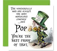 Pop Birthday Card - Mad as a Hatter - Happy Birthday Card for Pop from Son Daughter, 145mm vintage storybook Bday Greeting Cards