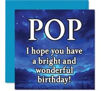 Pop Birthday Card - Magical Night Sky - Happy Birthday Card for Pop from Son Daughter, 145mm Bright and Wonderful Sentiment Bday Greeting Cards