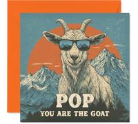 Pop Birthday Card - You Are The Goat - Happy Birthday Card for Pop from Son Daughter, 145mm Funny Animal Bday Greeting Cards
