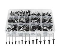 Pop Blind Rivets Set, 500pcs Aluminum Dome Large Flange Riveter Assortment Kit (2.4/3.2/4/4.8mm) (6.4/8/10/12.7/16) for Metal, Storage Box, Furniture, Marine (Black)