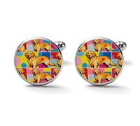 Pop Colorful Golden Dog Alloy Cufflinks for Men 17mm 20mm Shirt Cuff Links for Wedding Business Formal Dress Father's Day Birthday Gift for Him