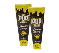 Pop Cones - Unbleached Prerolled Cones - 1 1/4 Size 84mm Cones - Cones with a Flavor Burst Pop - Pre Rolled Slow Burning Cone - Filter Tip - 2 Packs, 12 Cones - (Lemon Slushy)