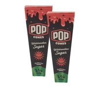 Pop Cones - Unbleached Prerolled Cones - 1 1/4 Size 84mm Cones - Cones with a Flavor Burst Pop - Pre Rolled Slow Burning Cone - Filter Tip - 2 Packs, 12 Cones - (Watermelon Sugar)
