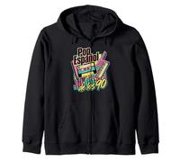 Pop Espanol of 90s Retro Cassette Tape Keytar Spanish Zip Hoodie