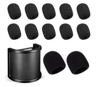 Pop Filter, 2 Packs Mic Cover, 10 Packs Headset Microphone Foam Cover Set, Microphone Cover Metal Foam Etamine Etamine Layer Microphone Windscreen Cover for Vocal Recording Streaming