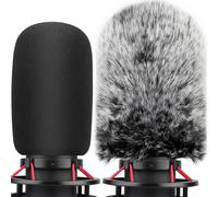 Pop Filter for Hyperx Quadcast s, Mic Foam Cover+Furry Wind Muff Compa