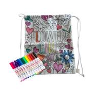 Pop Fizz Designs Flower Girl Gift - Drawstring Bag | Color Your Own | Flower Girl Bag, Off-white, 2 Pack
