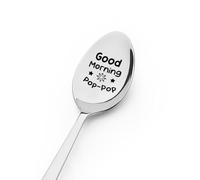 Pop Gift for Grandpa Birthday Christmas Gifts from Granddaughter Grandson Good Morning Pops Spoon for Ice Cream Tea Coffee Lovers Gifts for Papa Pop Coffee Tea Spoons