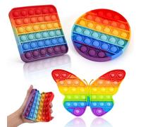 Pop it Fidget Toys, Fidget Toys, Fidget Popper Stress Relief Toys Bubble Rainbow Special Needs Anxiety Toy Autism Special Needs Silicone Stress Reliever (3 pcs)
