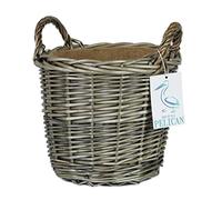 Pop-it-in-a-pelican Square & Round Grey Wicker waste paper Bin. Small Storage Solution. TIDY UP YOUR HOME - toiletries, tissues. Bathroom or Office (Grey Wicker Handles)