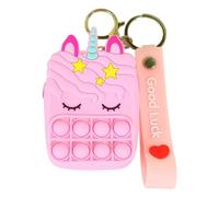 Pop It Unicorn Keychains, Pop It Keychain with Metal Ring and Carabiner for Hanging on Backpacks and Bags (Pink)