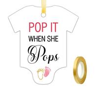 Pop It When She Pops - 50 PCS Cute Pink Little Feet Bottle Tags, Baby Onesie Shaped Gift Tags, Birthday Party Favor Decorations