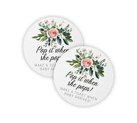 Pop It When She Pops Champagne Tag | 30 Pack | 2.5" inch Circle Tag with Pre-Cut Hole | Baby Shower Party Favor Tag | Floral Design for Baby Shower Party Favor