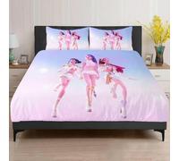 Pop-k Quilt Cover Comforter Covers Duvet Cover Rumi Mira Zoey Jinu Tiguu Bedding Set with Pillow Cases Closure Soft Microfiber 3 Pieces Single 135 x 200 cm