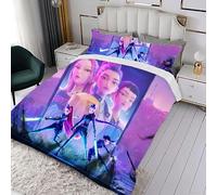 Pop-k Quilt Cover Comforter Covers Duvet Cover Rumi Mira Zoey Jinu Tiguu Bedding Set with Pillow Cases Closure Soft Microfiber 3 Pieces Double 200 x 200 cm
