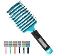 Pop Magic Detangling Hair Brush, Detangle Hair Brush for Women and Kids, Paddle Boar Bristle Detangler for Blow Drying, Wet Hair, Long, Thick Curly Afro Hair (New Blue)