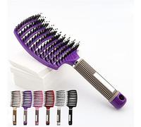 Pop Magic Detangling Hair Brush for Women and Kids, Boar Bristle Paddle Brush for Blow Drying, Wet Hair, Long, Thick, Curly, Afro Hair (Purple)