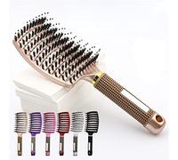 Pop Magic Detangling Hair Brush for Women and Kids, Boar Bristle Paddle Brush for Blow Drying, Wet Hair, Long, Thick, Curly, Afro Hair (Gold)
