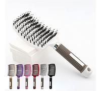 Pop Magic Detangling Hair Brush for Women and Kids, Boar Bristle Paddle Brush for Blow Drying, Wet Hair, Long, Thick, Curly, Afro Hair (White)