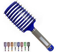 Pop Magic Detangling Hair Brush for Women and Kids, Boar Bristle Paddle Brush for Blow Drying, Wet Hair, Long, Thick, Curly, Afro Hair (Blue)
