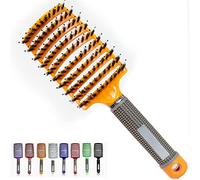Pop Magic Detangling Hair Brush for Women and Kids, Detangle Boar Bristle Paddle Hair Brush Detangler for Blow Drying, Wet Hair, Long, Thick, Curly (Orange)