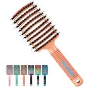 Pop Magic Detangling Hair Brush for Women and Kids, Detangle Boar Bristle Paddle Hair Brush Detangler for Blow Drying, Wet Hair, Long, Thick, Curly (Light Orange)
