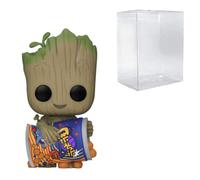 POP! Marvel: I Am Groot, Groot with Cheese Puffs Bundled with Compatible Box Protector Case