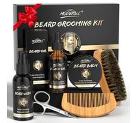 POP MODERN.C Beard Growth Kit Beard Grooming Kit 6pcs Beard Wash Shampoo Beard Oil Beard Balm Beard Comb Brush Scissors Best Gift for Men for Valentine's Day Christmas Father's Day Birthdays