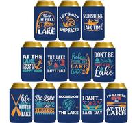 Pop Nordic Lake Can Cooler - Funny Fishing Beer Can Sleeves 12 Pack Neoprene Insulated Beer Cozy Bulk for Father's Day Favors Fishing Essentials Gifts for Men