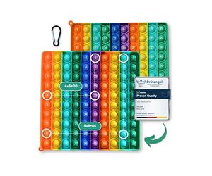 Pop on It 2 in 1 Times Tables Board and Hundred Square | 1x1 Multiplication Learning Toy for Montessori | XXL Pop On It Fidget Toy (Rainbow)