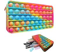 Pop Pencil case Fidget Pencil Pen Case Simple Sensory Silicone Bubble Toy Stationery Storage Bag Decompression Toy for Kids School Season Gifts ，Office Stationery Organizer Christmas Gifts (Tie dye)