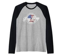 Pop-Pop Because Grandpa is for Old Guys Vintage USA Flag Raglan Baseball Tee