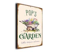 Pop Pop's Garden Sign, Vintage Style Garden Signs, Weatherproof Retro Style Sign, UV Protected Fade Resistant, Suitable For Indoor Or Outdoor Use