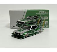 Pop Race Skyline 0210 Kaidi Racer Bosozoku Style Silver Green 1:64 Pop Race PR640061