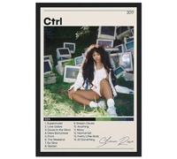 Pop Record SOS Album Cover Sza Posters Album Cover Limited Edition Posters, Music Canvas Aesthetic Living Room Painting Decor for Home Office 08x12inch(20x30cm) Black Frame