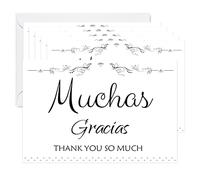 Pop Resin 24 Pack 4 x 6 Inch Muchas Gracias Thank You Very Much tags with Envelopes Thank You Card - Gracias Cards Spanish cards for Weddings, Bridal Showers, Baby Showers