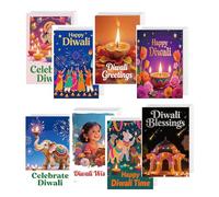 Pop Resin 32 Pcs Happy Diwali Greeting Assortment Cards with Envelopes - 4x6 Inches Colorful Design India Festival of Lights Diwali Cards with Holiday Wishes for Party Decorations