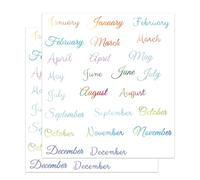 Pop Resin 48 Pcs Multicolor Waterproof Minimalist Letter Print Monthly Planner Stickers for Planner Journals Calendar Notebooks 2 Sheets
